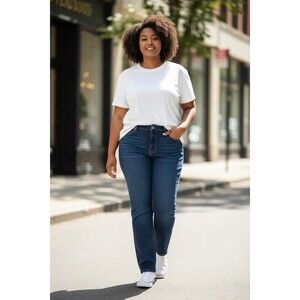 Style & Co Jeans Womens 18W Dark Wash Straight Leg Stretch Denim Plus Size